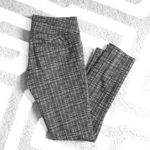 LOFT Black and White Plaid Cropped Pants